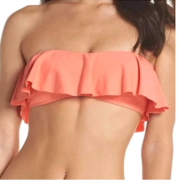 NWT - L*SPACE Lynn Tube Top Bikini Swim Bandeau Soft Orange Coral - Size Small - Picture 1 of 10